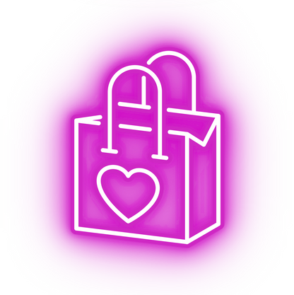 Neon pink shopping bag icon